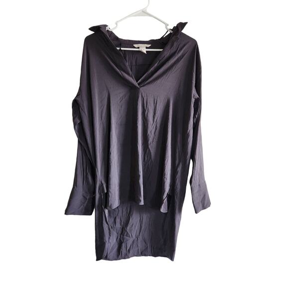 H&M Conscious Collection Womens Sz 8 Long Sleeve High Low Blouse Shirt - Picture 1 of 3